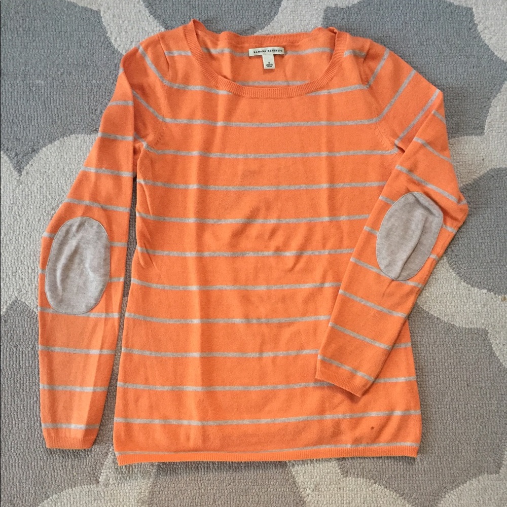 Soft Striped Sweater with Elbow Patch
